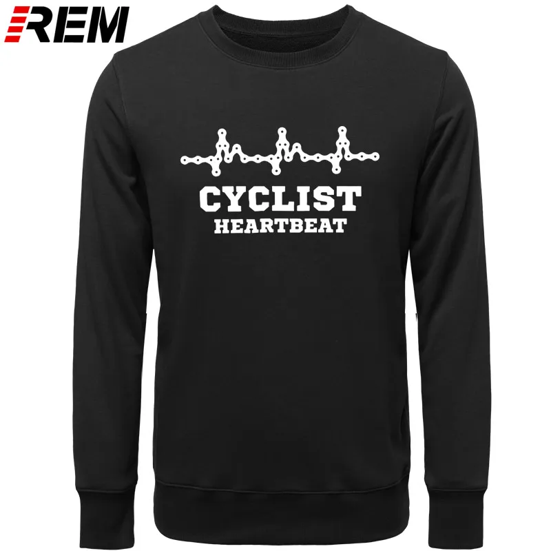 Для мужчин s CYCLINGer Cyclist Heartbeat Горный Дорожный велосипед Забавный велосипед мужские повседневные толстовки с длинными рукавами в китайском стиле, толстовки - Цвет: BLACK WHITE