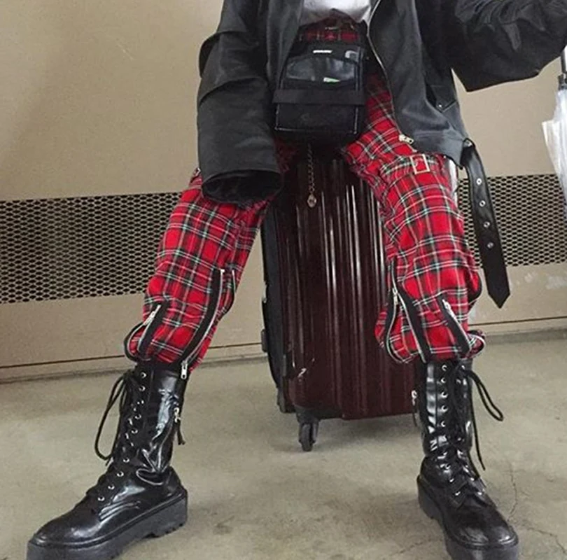 2019 новые осенние зимние женские уличные Ретро красные клетчатые Харадзюку