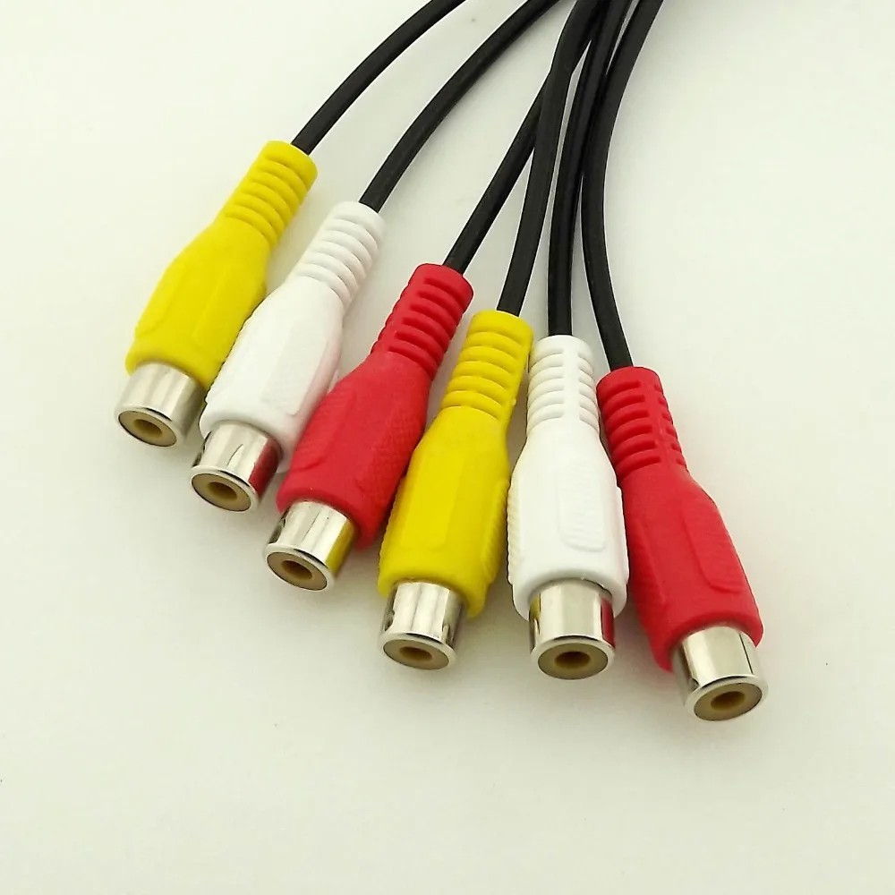 10pcs Composite 3 RCA Female to 6 Jack Audio Video Cable Adapter 1FT/30CM | Компьютеры и офис