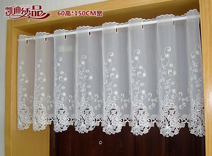 countryside half curtain luxurious embroidered window valance lace hem coffee curtain for kitchen cabinet door a 114 free global shipping