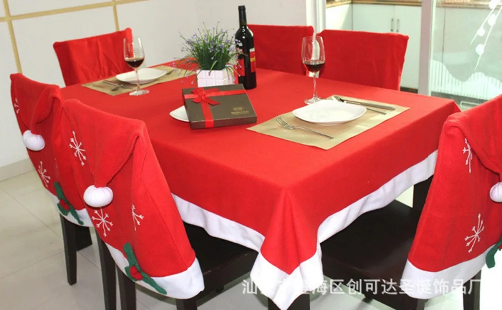 

Christmas Decoration Tablecloth and 6 Chair Covers For Christmas Party Restaurant Banquet Decorations Table Cover 184*128cm