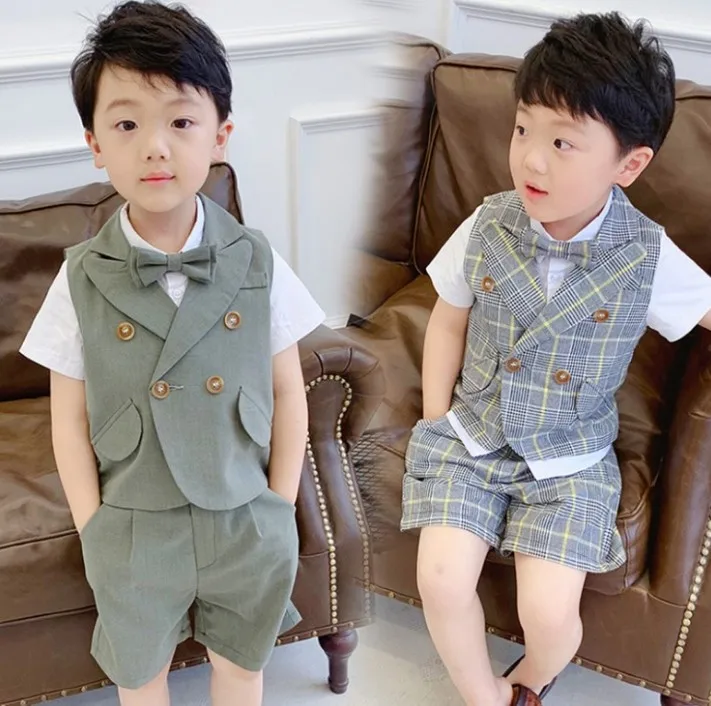 

90-140cm height new summer vest+pant boys clothing sets 2pcs kids handsome clothes sets boys clothing sets summer