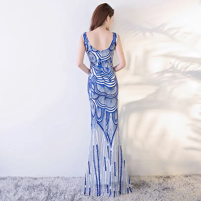 Ladybeauty Винтаж белое вечернее платье с v-образным вырезом, Prom Dress Mermaid официальная Вечеринка вечернее платье
