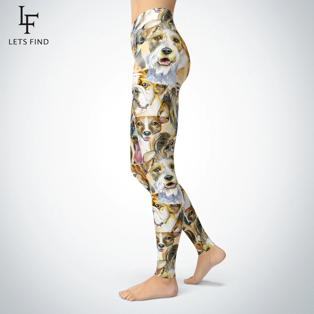 Женские леггинсы с рисунком собаки модные повседневные брюки для фитнеса