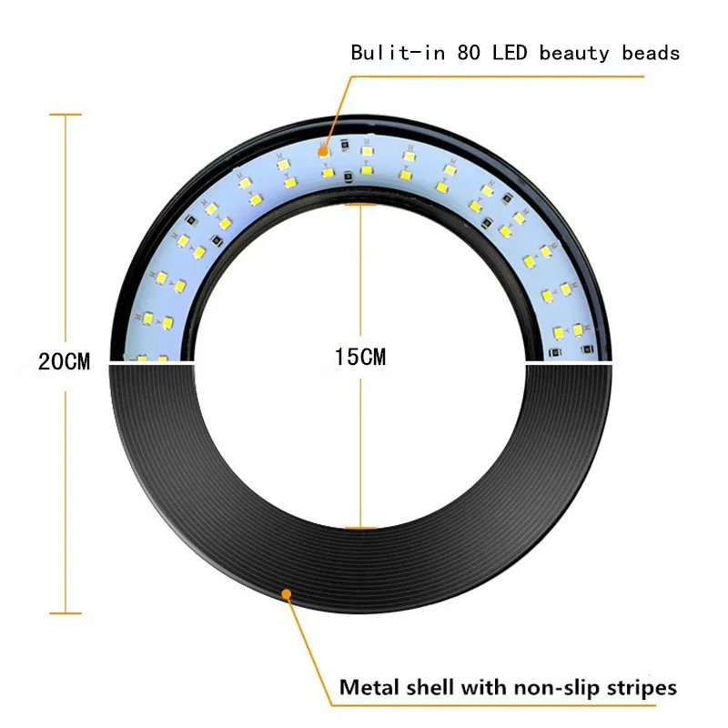 Осветительная вспышка для фотосъемки телефона 20 см Светодиодная кольцевая лампа