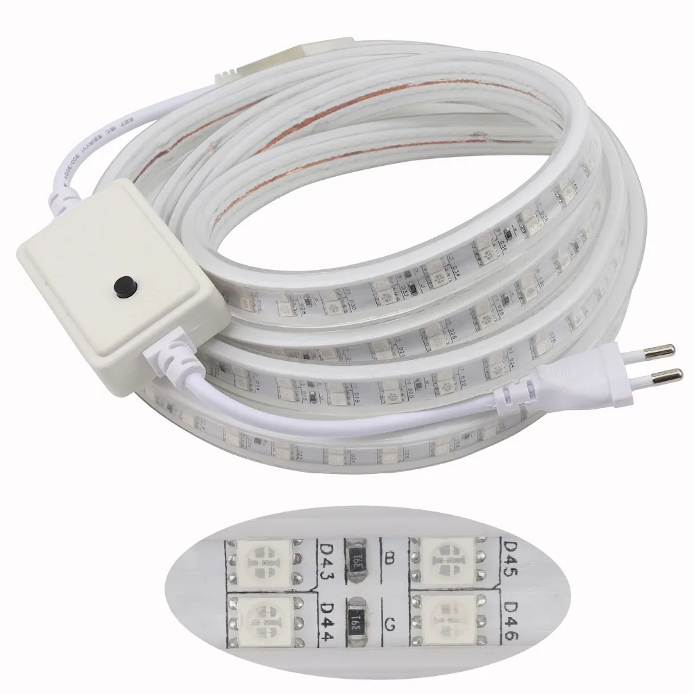 Двухрядная Светодиодная лента RGB 5050 120 светодисветодиодный s/m 220 В