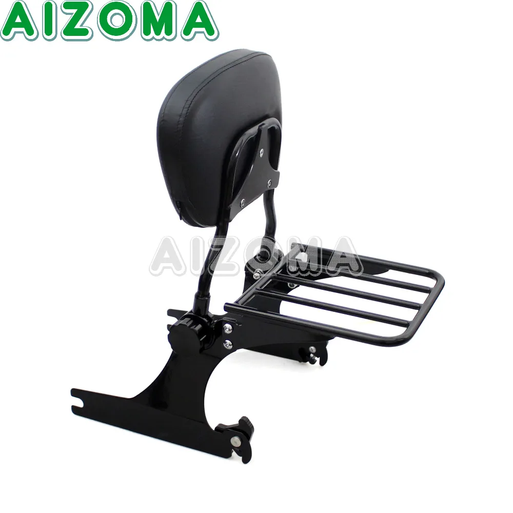 Black Adjustable Backrest Sissy Bar Motorcycle Rear Luggage Rack For Harley Dyna Street Bob FXD Low Rider Super Glide 2002-18 19 |