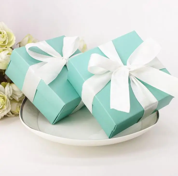 50 шт. Tiffany, голубая, для конфет коробка свадебные сувенирные коробки Тиффани синяя тема свадебные сувениры и подарки Романтические свадебные украшения