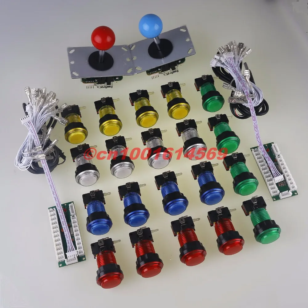 

New 2 Player Arcade Game DIY Kits Control Parts 2x USB Encoder To PC Joystick + 2 X Arcade Rocker + 20 X LED Illuminated Buttons