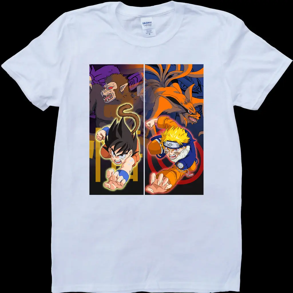 Dragon Ball Z & Naruto белая футболка на заказ Бесплатная доставка футболки Harajuku топы