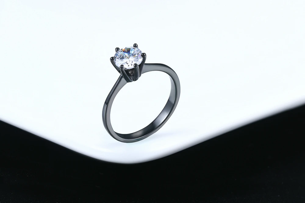 Классический Простой дизайн 6 зубец сверкающий Пасьянс 1ct циркония розовое золото цвет навсегда свадебное кольцо Модные ювелирные изделия R014 R776