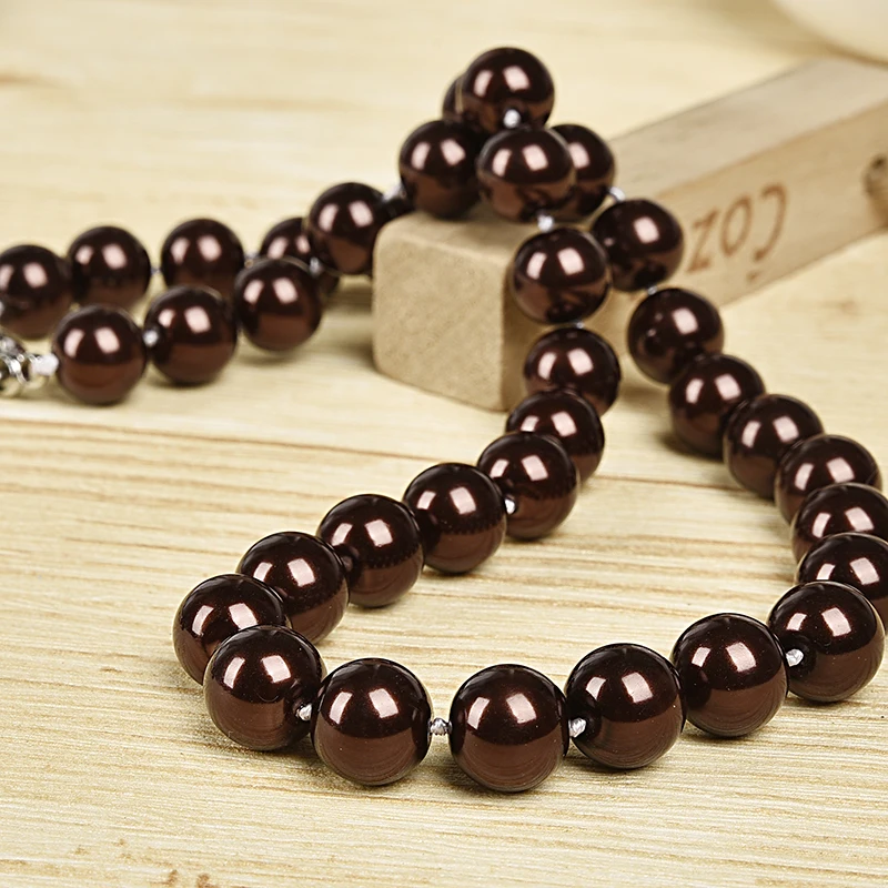 Черные бусы конфетные ювелирные изделия глянцевое жемчужное ожерелье и серьги