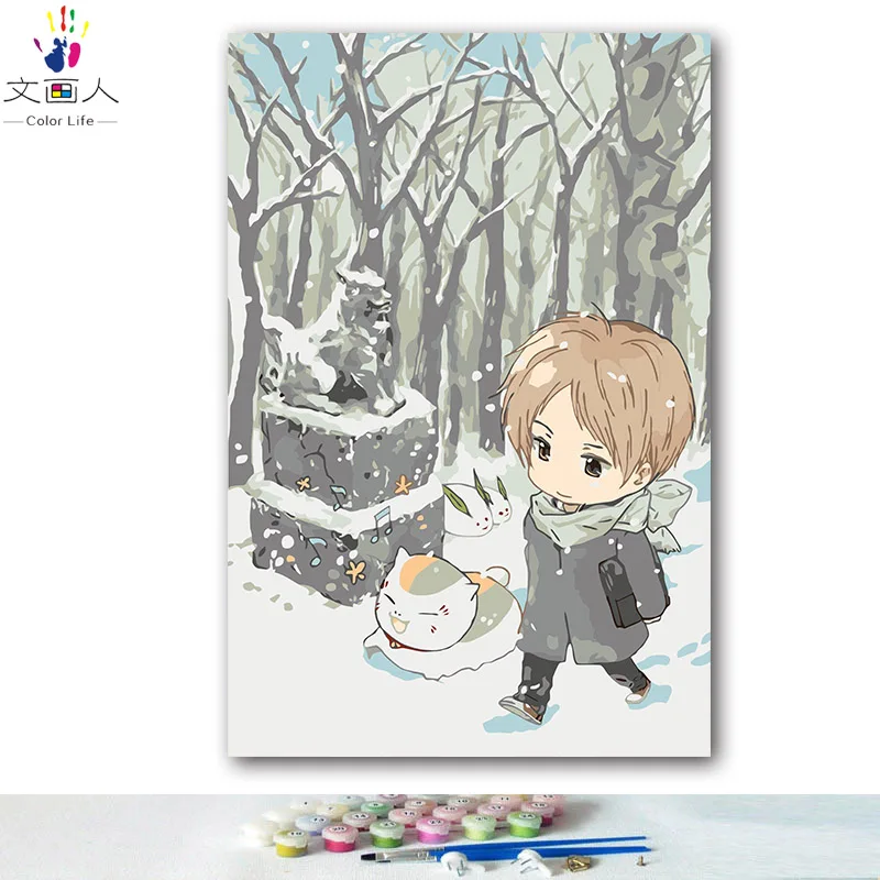 DIY картинки для раскраски по номерам с цветами Natsume friend account Аниме Картина для рисования по номерам в рамке для дома - Цвет: 8159