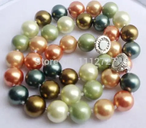 

Beautiful! 2017 10mm South As Seashell Pearls Chains and Necklaces Round Beads Jewelry Magnet Clasp AAA Class Mother's Day Gift