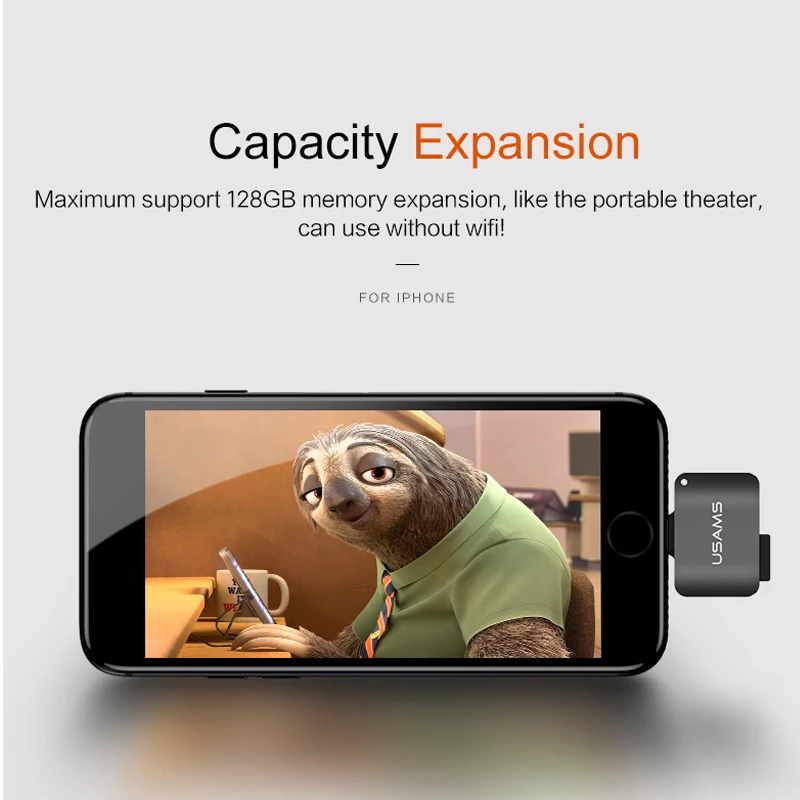 USAMS OTG удлинитель TF карта зарядное устройство для iphone X 8 7 128 GB Max расширительный