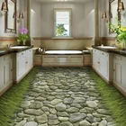 ПВХ обои 3D стерео каменная дорога трава пол настенная самоклеящаяся Водонепроницаемая Ванная комната Кухня Плитка Пол Наклейка 3D домашний декор