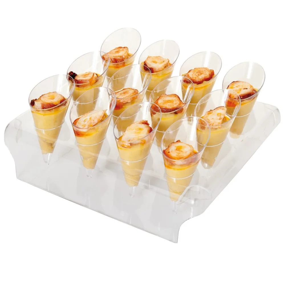 1Display12Mini Cones Вечерние свадебные принадлежности, перерабатываемый/многоразовый Десерт/буфет с мороженым, 1 дисплей+ 12 мини конусов(45 мл - Цвет: 1Display12Mini Cones