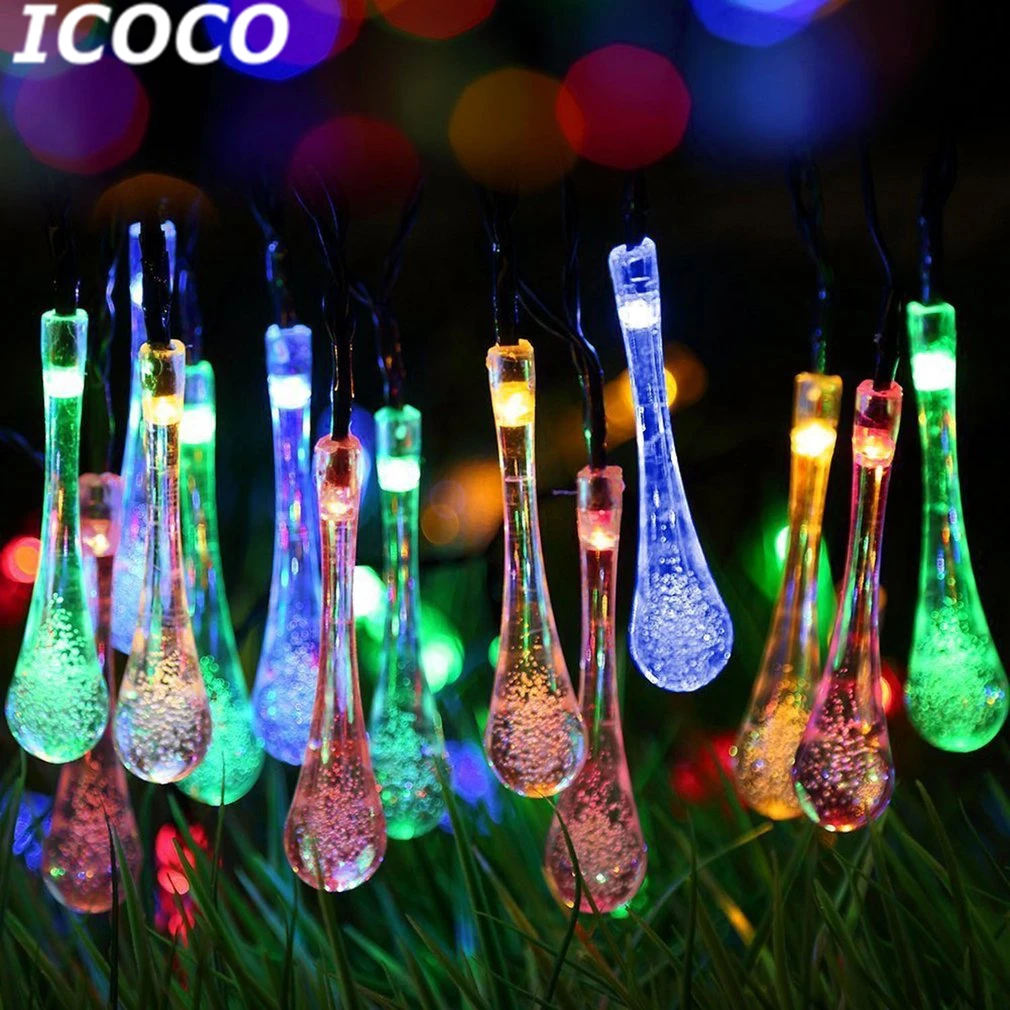 ICOCO 20 светодиодный большая капля воды Форма Красочный с питанием от солнечной