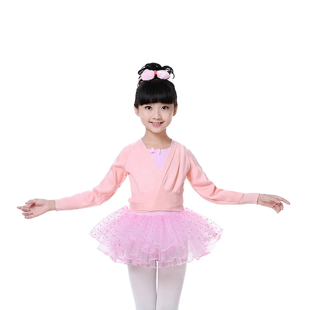 2019 Autumn Girls dancewear Winter Long Sleeve Dance Clothes Ballet Training Warm Knitted Cardigan Crossover Wrap kids clothes | Детская