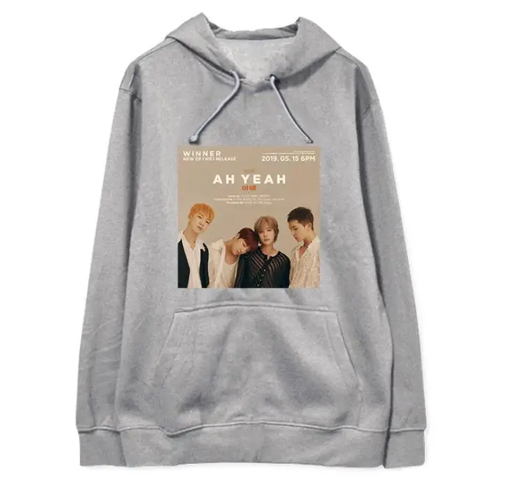 

Winner new album ah yeah same members photo printing pullover loose hoodies kpop unisex fashion fleece/thin sweatshirt