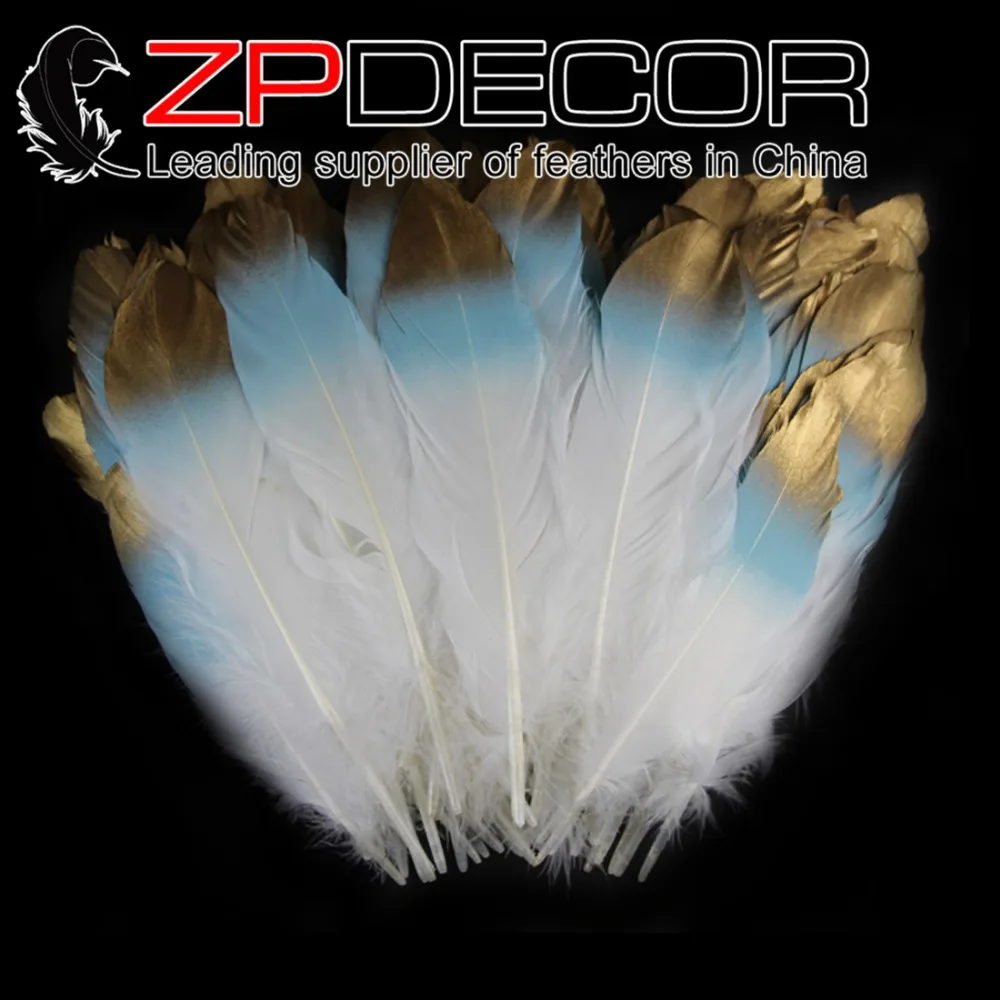 ZPDECOR 10 ~ 20 см (4-8 дюймов) 100 шт./лот отобранный вручную светильник синий и золотой металлик сатин перья ЧЕРНЫЙ для костюмы танцовщицы