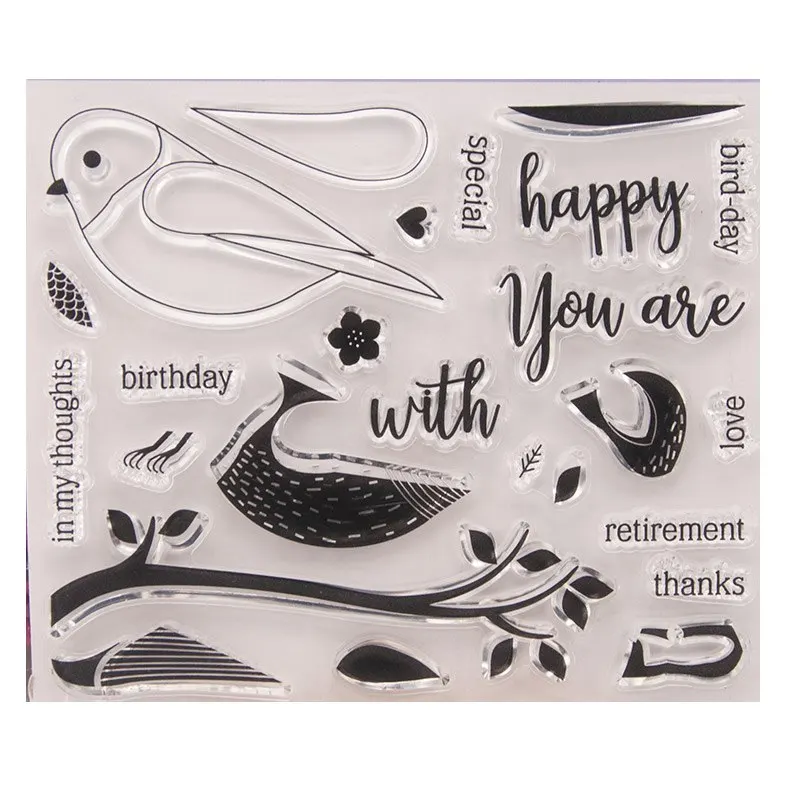 Bird Tree Branch Words Transparent Clear Silicone Stamp for Seal DIY Scrapbooking Photo Album Decorative Sheets | Дом и сад