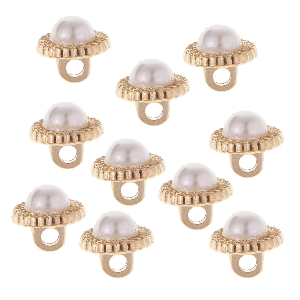 10 Pieces Gold Sew in Pearl Buttons with Shank for Clothes Shirts Coats 10mm | Дом и сад