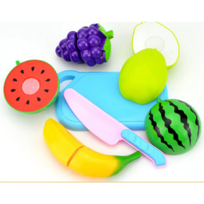 6PCS Fruit 1 набор, детский игровой домик, игрушка для вырезания фруктов, пластиковые овощи, кухонные игрушки, детские классические игрушки, набор для ролевых игр, развивающие игрушки - Цвет: 6PCS Fruit