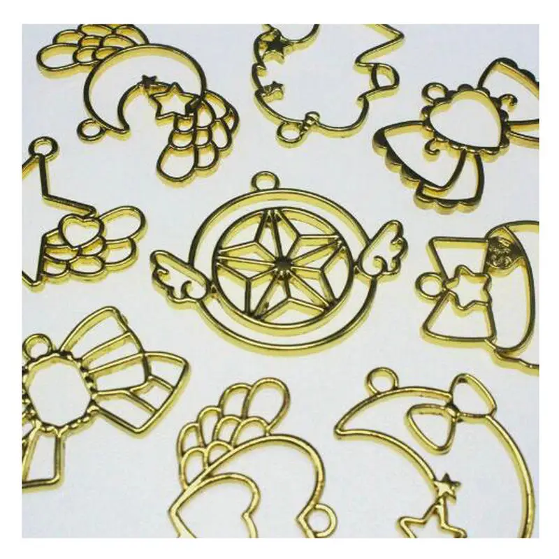 

12 pcs mix style Lovely Magic Stick Metal Frame Jewelry Pendant Accessories DIY Resin Craft Handmade Supplies Open Bezel Charms