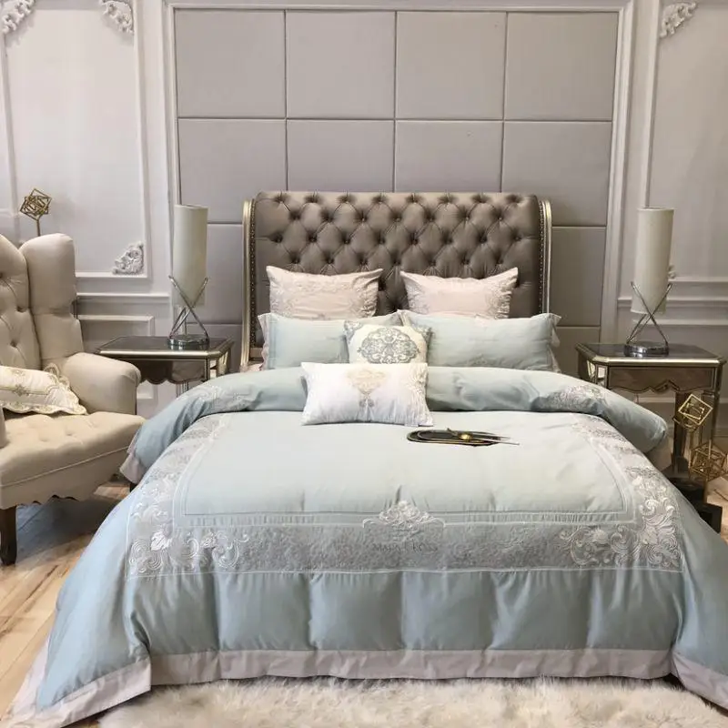 100% Египетский хлопок роскошная вышивка пододеяльник комплекты постельного