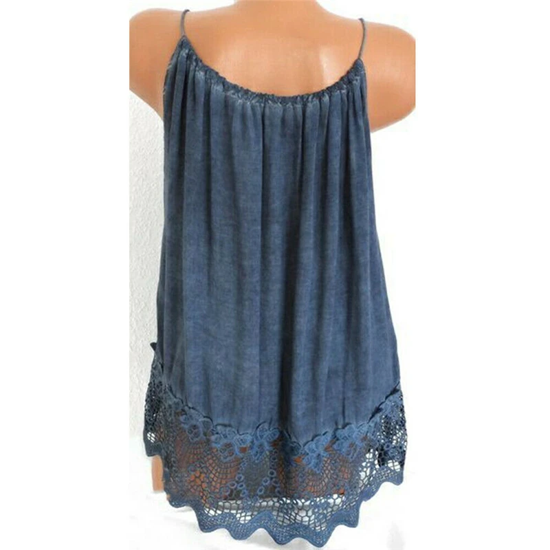 Женский однотонный топ на бретельках Boho повседневный свободный кружевной с