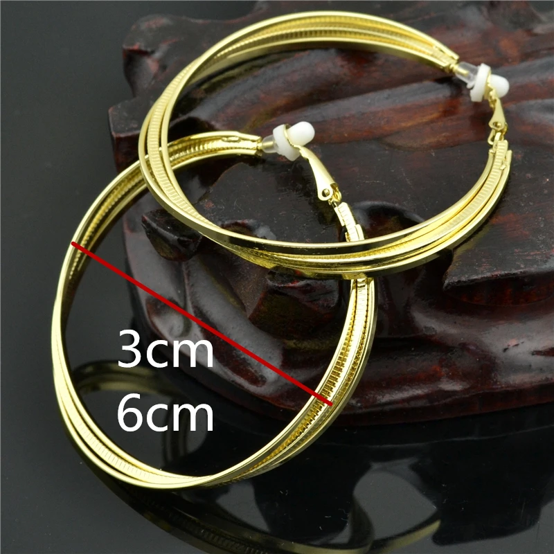 Серьги для женщин большие круглые клипсы на ухо кольца без пирсинга Модные