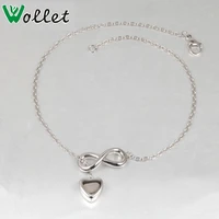 wollet stainless steel charm necklace bracelet jewelry set heart design arabic numerals eight charming number eight 8