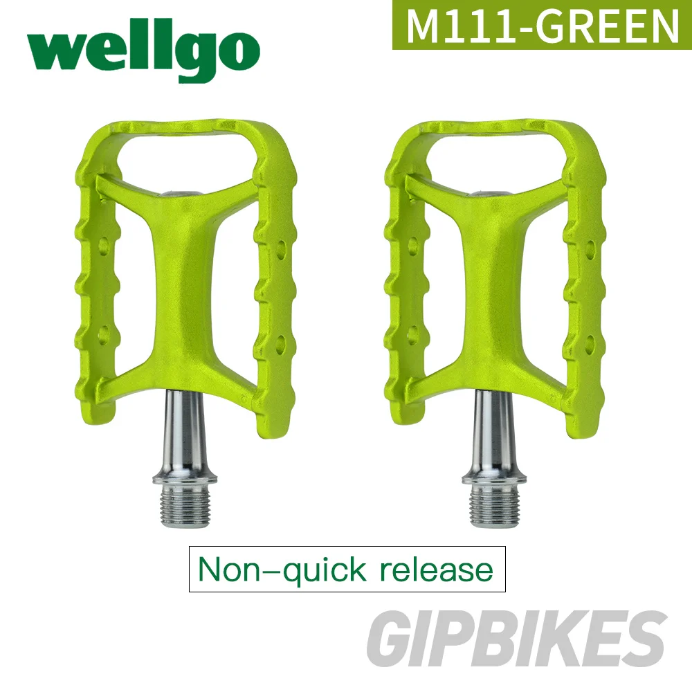 Green Wellgo M111 быстроразъемные небыстроразъемные велосипедные педали, сверхлегкие педали для шоссейного велосипеда, MTB велосипедные педали с блокировкой на подшипнике - Цвет: Green