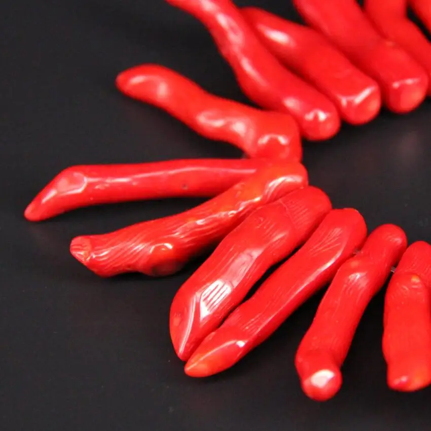 Натуральный Красный бамбуковый Коралл сверху просверленные бусины Чили Длинные