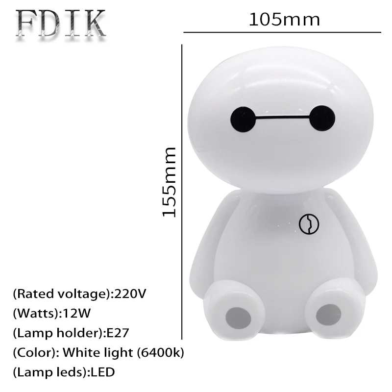 Креативный Настольный светильник Baymax дизайн USB мультфильм фильм холодный белый