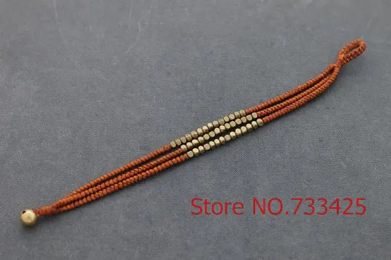 CUBE Раск коричневый бисером три нити браслет браслеты ручной работы Тканые Воск