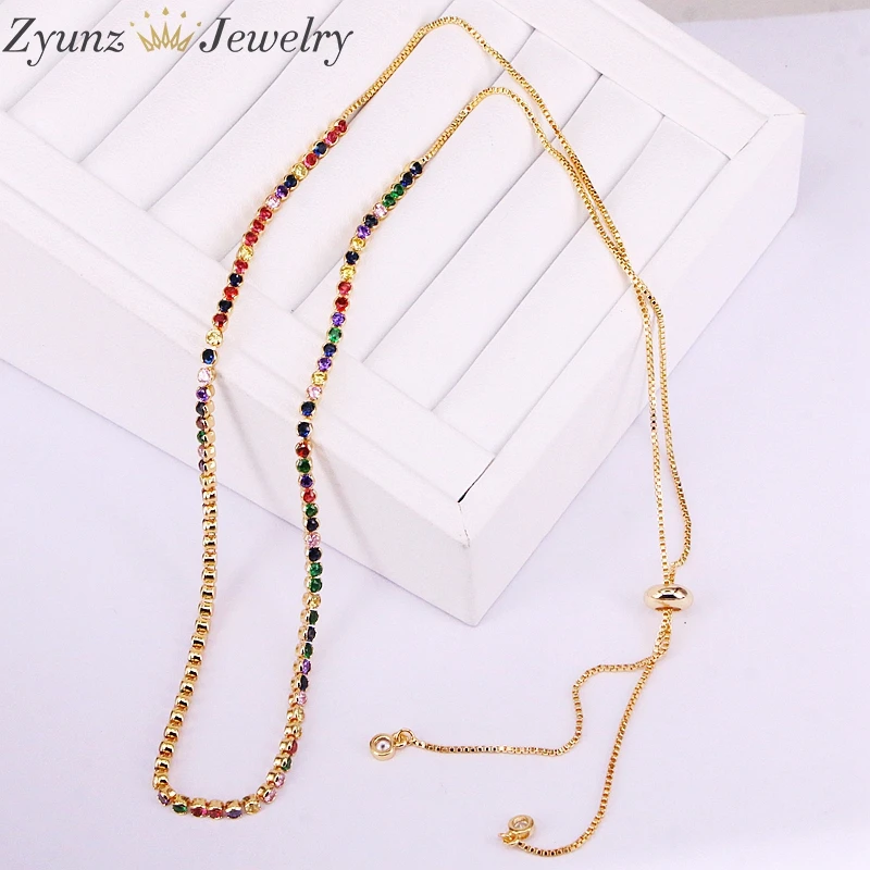 

5PCS CZ tennis chain necklace women choker various colors colorful cz Gold/Rose Gold/Silver color trendy necklace for women