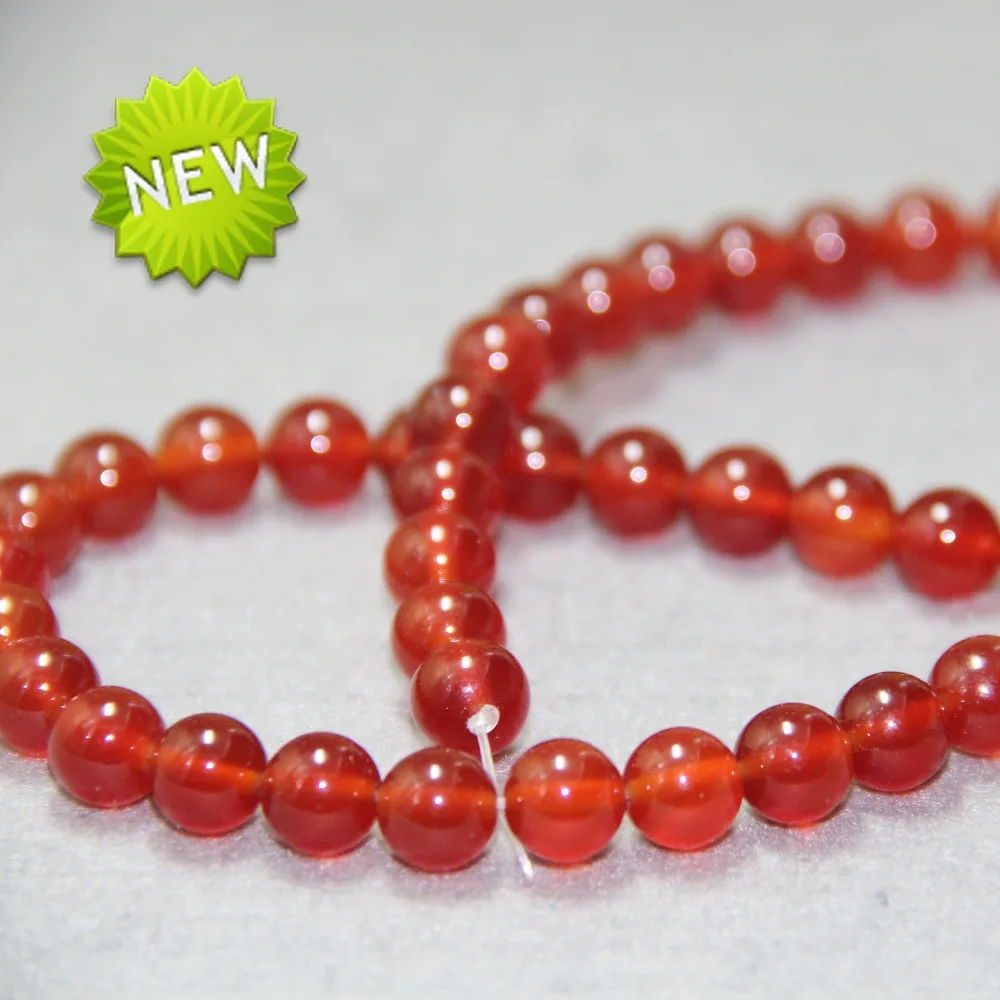 

(Min Order1) 8mm Fashion New Red Natural Chalcedony Beads Round Loose DIY Stone Hand Made 15inch Jewelry Making Design Wholesale