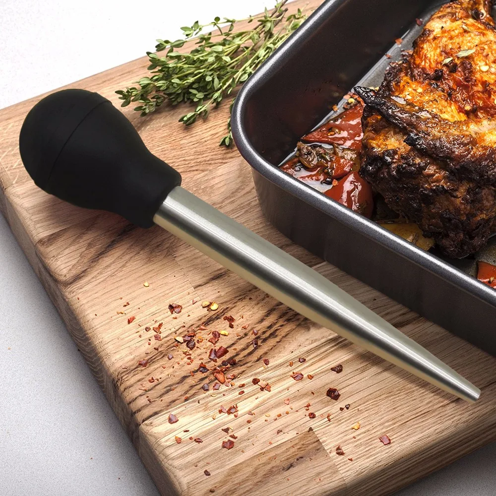 Нержавеющая Сталь Курица индейка Бастер мясо шприц маринада инжектор в том числе иглы и дополнительные кисти барбекю Кухня Assessoies