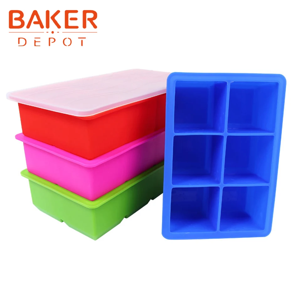 BAKER DEPOT силиконовая кубическая форма льда квадратная формы большой размер лоток