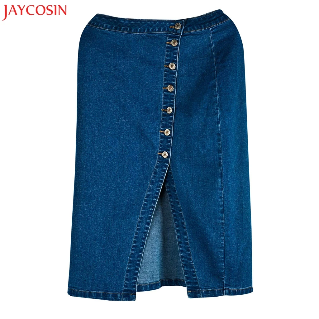Женская джинсовая юбка JAYCOSIN XS 5XL Модная хлопковая карандаш с высокой талией синие
