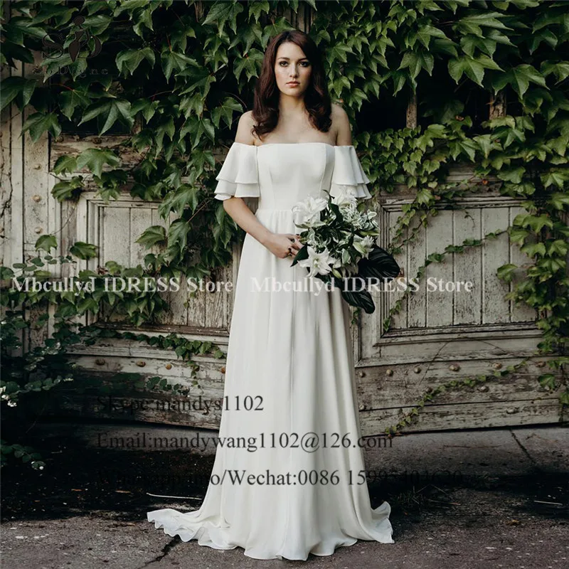 Белое свадебное платье цвета слоновой кости Boho новинка 2019 шифоновое пляжное без
