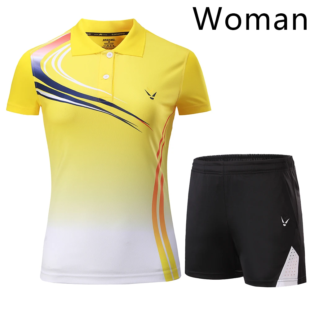 Woman 1 set Новинка Qucik, спортивная одежда для бадминтона для женщин/мужчин, Теннисный костюм, Теннисный комплект, одежда для настольного тенниса/комплект, комплекты одежды для бадминтона 3862 - Цвет: Woman 1 set