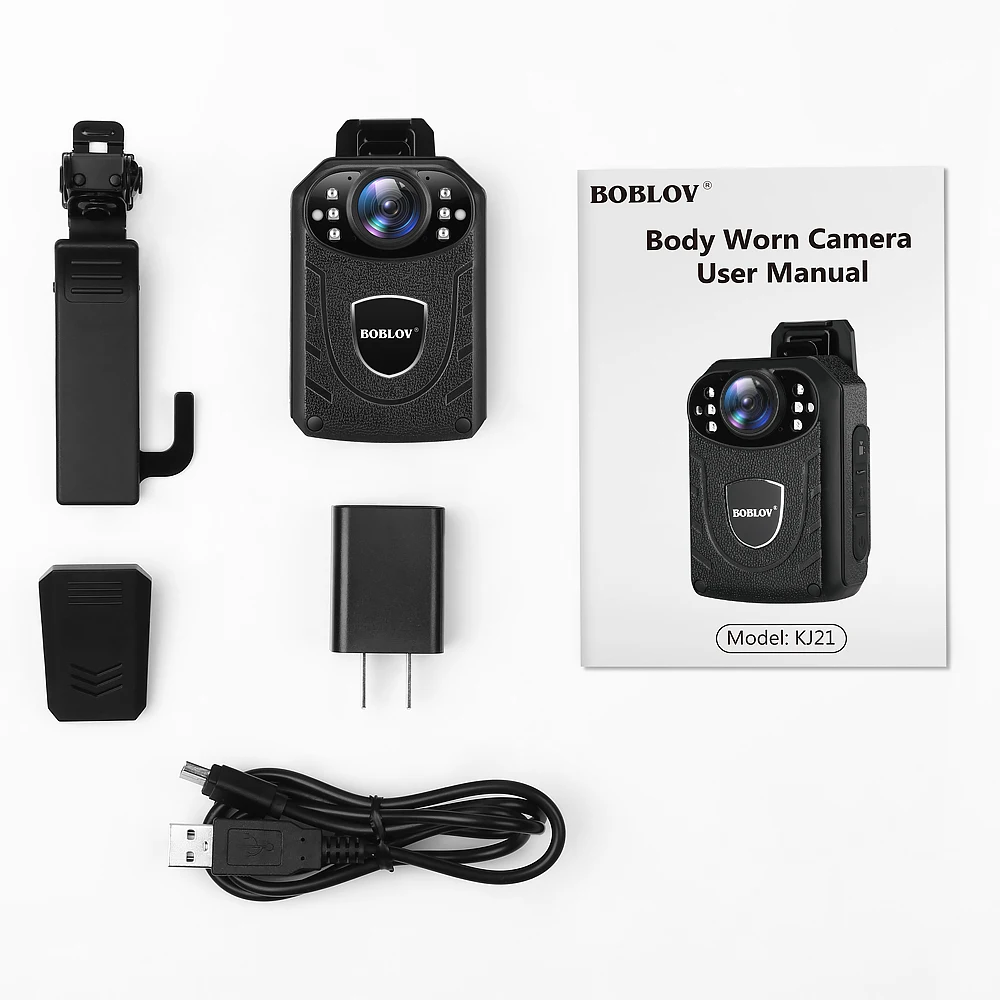 

Boblov KJ21 Body Worn Camera HD 1296P DVR Video Recorders 64GB Security Cam 170 Degree IR Night Vision Mini Camcorders