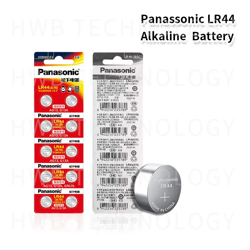 10 шт. PANASONIC LR44 A76 AG13 0% Hg SR1154 357 LR 44 1,5 V батареи для калькулятора 0% Hg
