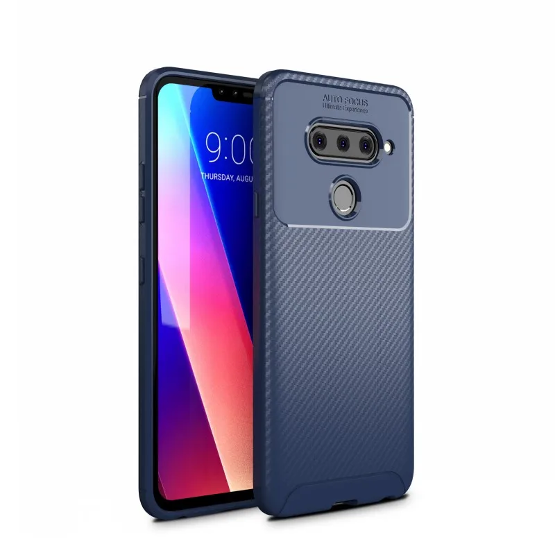 Чехол для LG V50 V40 G8 G8s чехол thinq панцири Мягкий Силиконовый противоударный ТПУ чехол из углеродного волокна для LG Stylo 5 W10 W30 K40 K12 чехол - Цвет: Синий