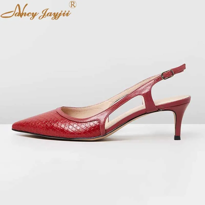 Красные черные слинбэки со змеиным узором 2 3 дюйма на каблуке рюмочка однотонные