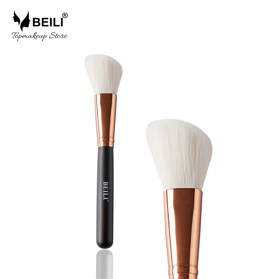 Rose golden 127 BEILI основа для макияжа, плоский контур, крем, пудра, румяна, форма лица, одиночные синтетические волосы, черные кисти для макияжа - Handle Color: Rose golden 127