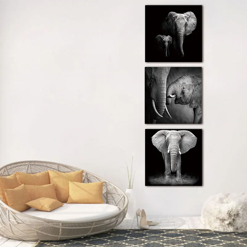 3 Панели Настенная картина холст африканский слон пейзаж масляная живопись